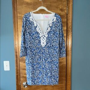 Lilly Pulitzer Blue and White Midi Dress
